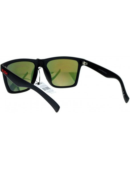 Square KUSH Sunglasses Classic Square Matte Black Frame Mirror Lens UV 400 - Matte Black Red - CQ185WLKI4O $8.51