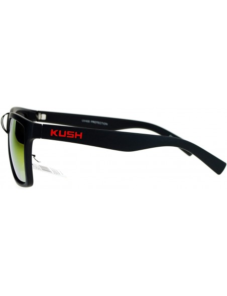 Square KUSH Sunglasses Classic Square Matte Black Frame Mirror Lens UV 400 - Matte Black Red - CQ185WLKI4O $8.51