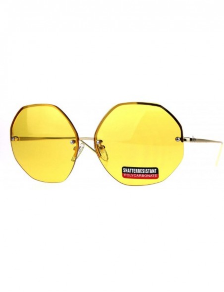 Round Womens Half Rim Sunglasses Round Octagon Shape Color Lens Shades UV 400 - Gold - C018CGIMG04 $14.92