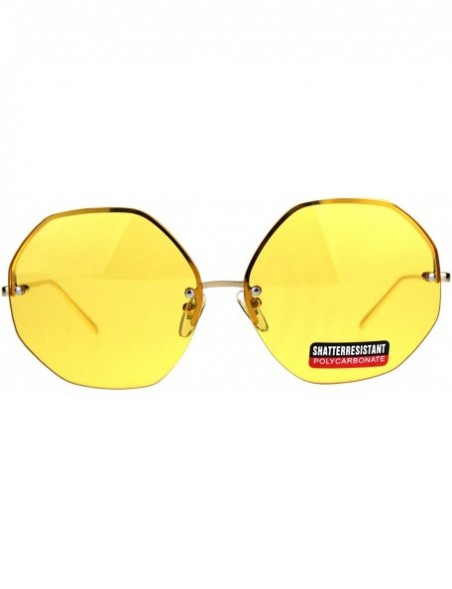 Round Womens Half Rim Sunglasses Round Octagon Shape Color Lens Shades UV 400 - Gold - C018CGIMG04 $14.92