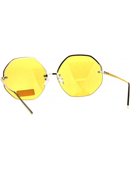 Round Womens Half Rim Sunglasses Round Octagon Shape Color Lens Shades UV 400 - Gold - C018CGIMG04 $14.92