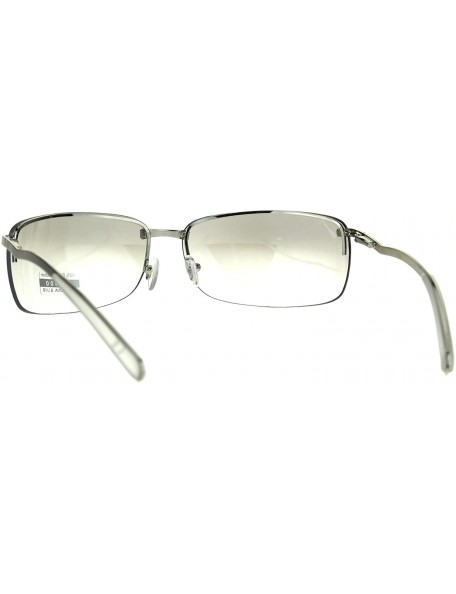 Rectangular Rimless Rectangular Mens Agent Designer Narrow Metal Sunglasses - Clear - CB186H50ICM $13.81