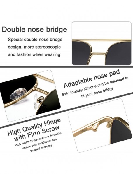 Square Polarized Sunglasses Protection Driving - Golden Metal Frame/ Grey Lens - CV18XZHZ5MI $17.86