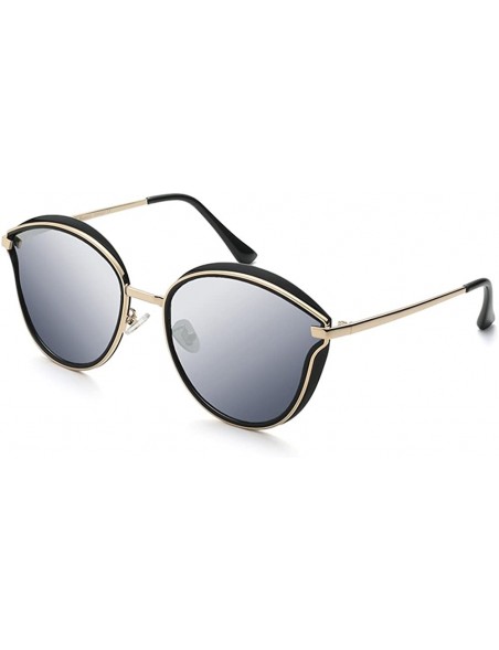 Cat Eye Cateye Women Sunglasses Polarized Cat Eye Glasses Fashion Vintage Designer Oversized Mirror - Silver - CL17WU42K6T $1...