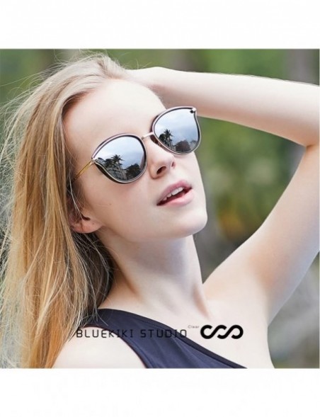 Cat Eye Cateye Women Sunglasses Polarized Cat Eye Glasses Fashion Vintage Designer Oversized Mirror - Silver - CL17WU42K6T $1...