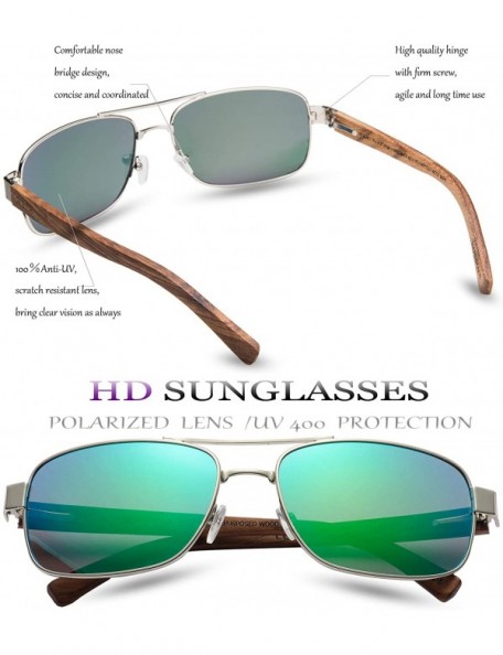 Aviator Polarized Sunglasses Driving sunglasses Rectangular - Green - CL18ZO38LRT $23.01