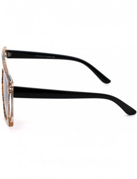 Rectangular Animal Print Flat Top Squared Racer Mob Sunglasses - Brown Leopard Smoke - C119996ZGOY $10.58