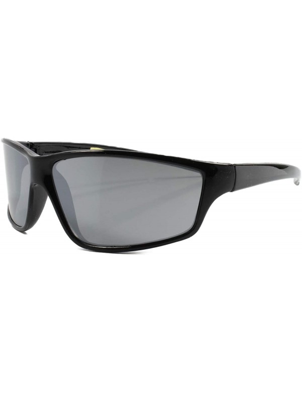 Rectangular Vintage Wrap Around Rectangular Mirrored Lens Sunglasses Frame - Black - CA18T3D8N5Z $11.81