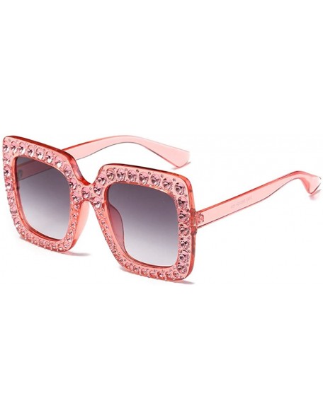 Square Women Sunglasses Crystal Brand Designer Oversized Square Sunglasses - C4 - CR18D9N38W7 $9.77