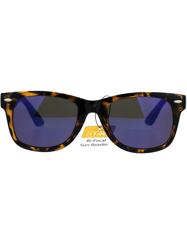 Square Bifocal Magnified Lens Sunglasses Trendy Square Horn Rim Mirrored Lens - Tortoise - C0189XGZXZQ $8.31