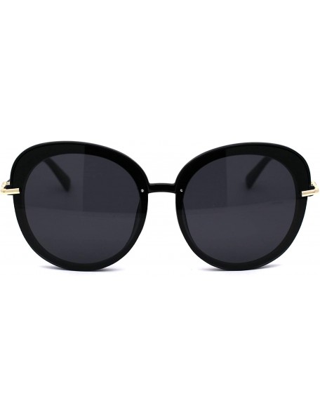 Butterfly Womens Designer Fashion Diva 90s Plastic Mod Sunglasses - All Black - CF18YIQ746T $14.87