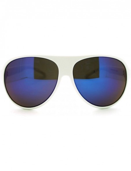 Oversized Oversized Plastic Racer Aviators Unisex Retro Fashion Eyewear - White - CS11M3VDYPT $8.05