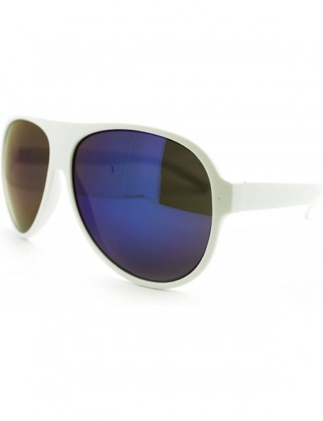 Oversized Oversized Plastic Racer Aviators Unisex Retro Fashion Eyewear - White - CS11M3VDYPT $8.05