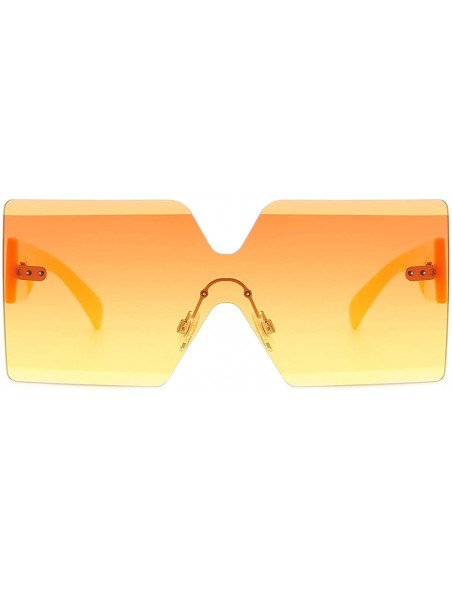 Square Oversized Square Sunglasses for Women Rimless Frame Candy Color Transparent Glasses - Orange - CZ18INZOTRW $10.04