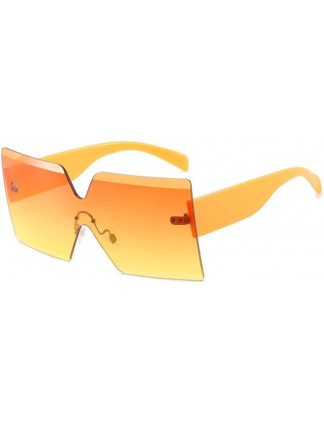 Square Oversized Square Sunglasses for Women Rimless Frame Candy Color Transparent Glasses - Orange - CZ18INZOTRW $10.04