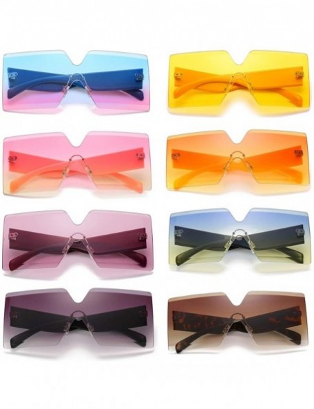 Square Oversized Square Sunglasses for Women Rimless Frame Candy Color Transparent Glasses - Orange - CZ18INZOTRW $10.04