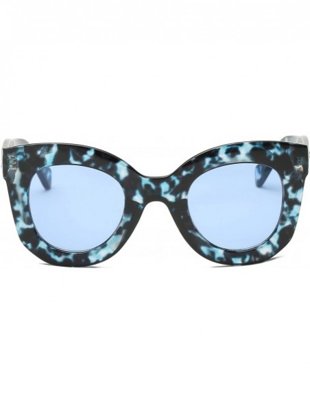 Round Women Fashion Round Cat Eye Oversized Designer Sunglasses - Blue - CO18I76S9EQ $10.64