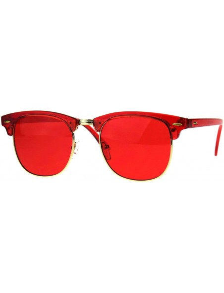 Rectangular Pop Color Half Horn Rim Hipster 20s Rectangular Sunglasses - Red - CW180GSMQ5K $12.74