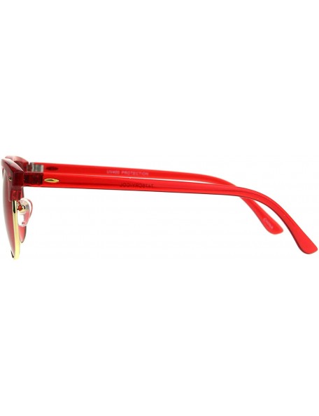 Rectangular Pop Color Half Horn Rim Hipster 20s Rectangular Sunglasses - Red - CW180GSMQ5K $12.74