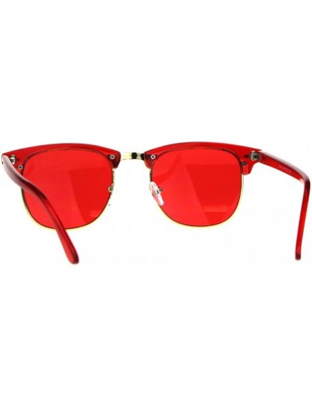 Rectangular Pop Color Half Horn Rim Hipster 20s Rectangular Sunglasses - Red - CW180GSMQ5K $12.74