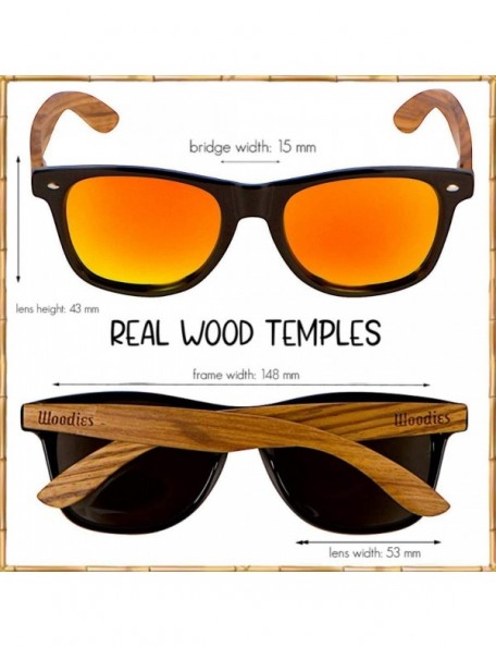 Wayfarer Zebra Wood Sunglasses with Mirror Polarized Lens for Men and Women - Orange - CK1838Z86AS $23.81