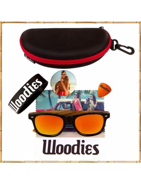 Wayfarer Zebra Wood Sunglasses with Mirror Polarized Lens for Men and Women - Orange - CK1838Z86AS $23.81