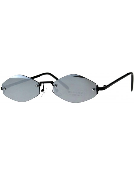 Rimless Womens Hippie Pimp Diamond Shape Rimless Metal Rim Sunglasses - Silver Mirror - CF18D4E2ATI $12.61