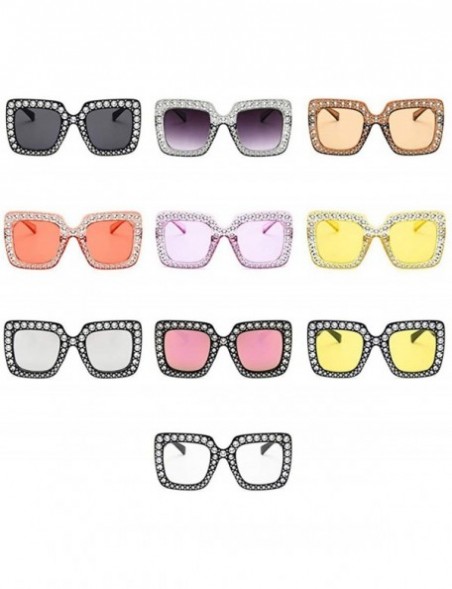 Square 1pcs Women Fashion Square Frame Rhinestone Decor Sunglasses Sunglasses - CQ1906S5IKE $25.86