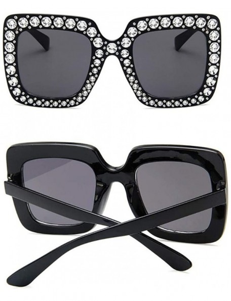 Square 1pcs Women Fashion Square Frame Rhinestone Decor Sunglasses Sunglasses - CQ1906S5IKE $25.86