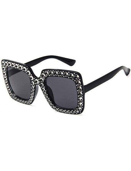 Square 1pcs Women Fashion Square Frame Rhinestone Decor Sunglasses Sunglasses - CQ1906S5IKE $25.86