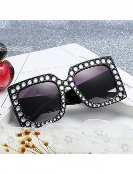 Square 1pcs Women Fashion Square Frame Rhinestone Decor Sunglasses Sunglasses - CQ1906S5IKE $25.86