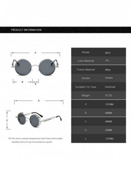 Round 2020 Metal Steampunk Sunglasses Men Women Fashion Round Glasses Vintage UV400 Eyewear - Black Frame Red - CC198AI52KR $...