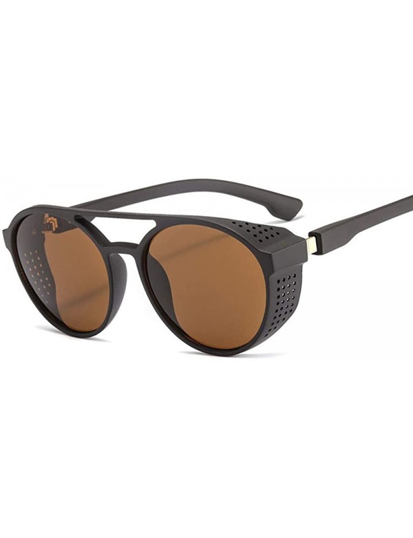 Aviator Man Retro Round Punk Sunglasses - 3 - CZ198OLLHKT $22.01