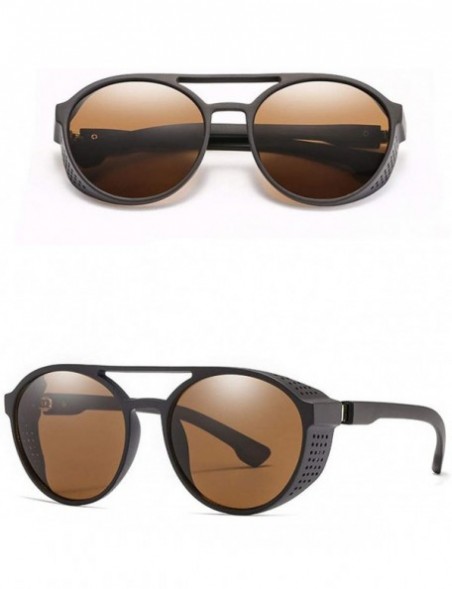 Aviator Man Retro Round Punk Sunglasses - 3 - CZ198OLLHKT $22.01