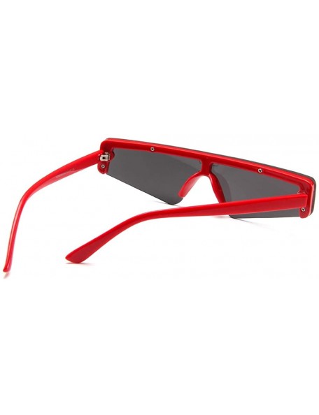 Round UV Protection Sunglasses for Women Men Semi-rimless frame Cat-Eye Shaped Plastic Lens and Frame Sunglass - Red - C21902...