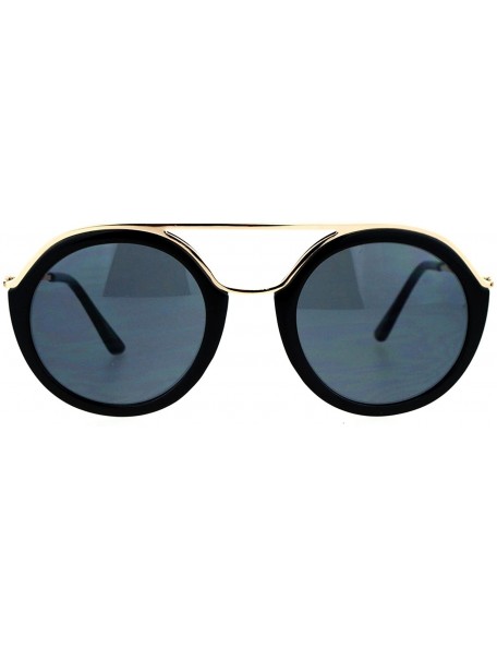 Round Vintage Futurism Retro Racer Pilot Sunglasses - Black Gold - CH12EFCQX8D $10.54