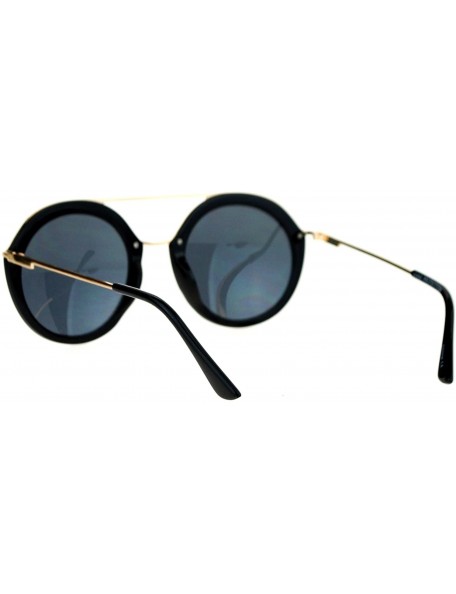 Round Vintage Futurism Retro Racer Pilot Sunglasses - Black Gold - CH12EFCQX8D $10.54