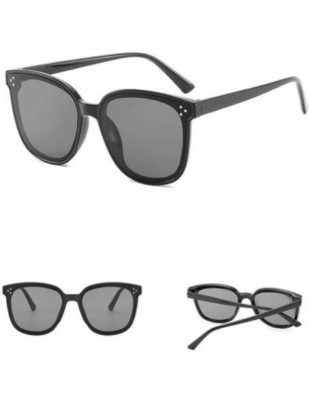 Square Women's Lightweight Oversized Fashion Sunglasses - Mirrored Polarized Lens - Black - CZ193XICM8G $8.80