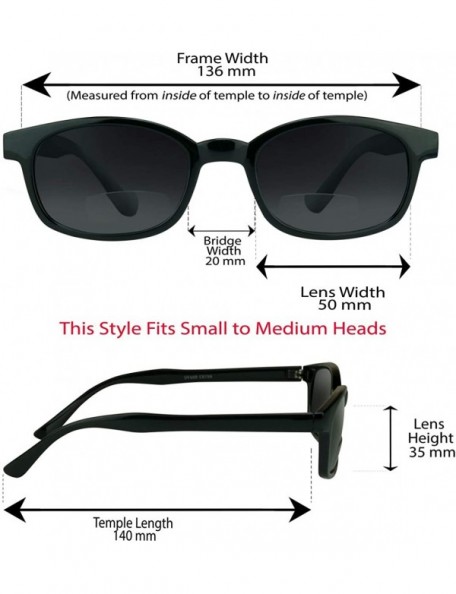 Square Bifocal Sunglasses Mens Motorcycle Riding Classic Square Plastic - Smoke Lens - C511X3AC2KB $14.08