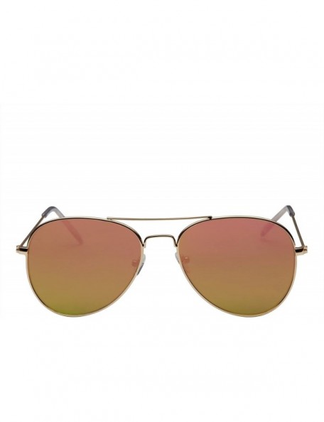 Square Mirrored Flat Lens Classic Teardrop Metal Aviator Sunglasses - Pink - CA12DA793XP $10.14