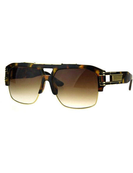 Square Mens Designer Fashion Sunglasses Celebrity Style Square Frame UV 400 - Tortoise - CT187WX9IER $8.79