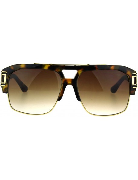 Square Mens Designer Fashion Sunglasses Celebrity Style Square Frame UV 400 - Tortoise - CT187WX9IER $8.79