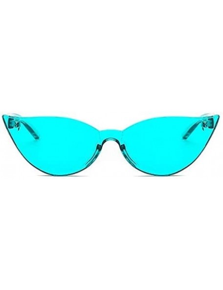 Rimless Fashion One Piece Rimless Clear Lens Color Candy Cat Eye Sunglasses - Lake Blue - C618IL9498D $10.25