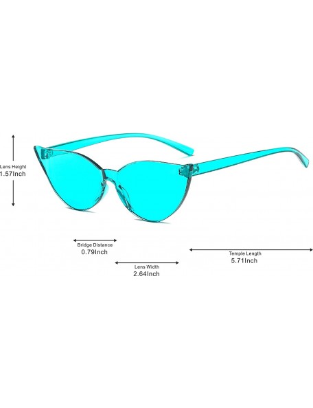 Rimless Fashion One Piece Rimless Clear Lens Color Candy Cat Eye Sunglasses - Lake Blue - C618IL9498D $10.25