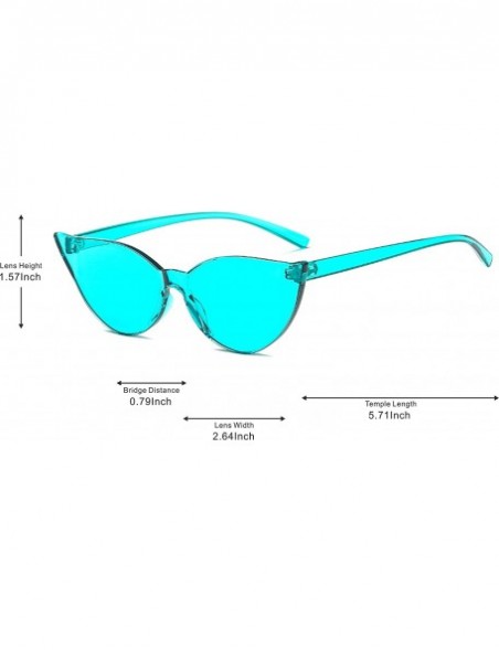 Rimless Fashion One Piece Rimless Clear Lens Color Candy Cat Eye Sunglasses - Lake Blue - C618IL9498D $10.25