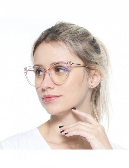 Oversized Ladies Oversized Cat Eye Reading Glass Modern Eyeglass Frame - Transparent Pink - CY18HLUS0Y4 $15.67