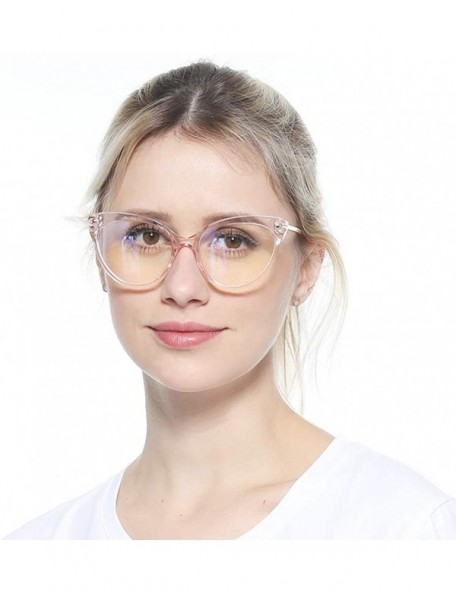 Oversized Ladies Oversized Cat Eye Reading Glass Modern Eyeglass Frame - Transparent Pink - CY18HLUS0Y4 $15.67