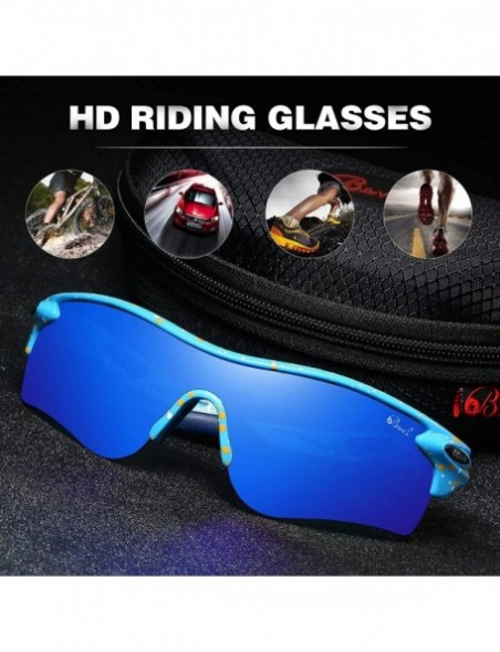 Oversized Polarized Sports Sunglasses for Men Women Baseball Running Cycling Golf Tr90 Durable and Ultralight Frame - Blue - ...