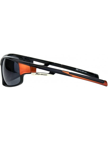 Rectangular Xloop Sunglasses Mens Wrap Around Rectangular Sporty Frame UV 400 - Black Orange - CA18OYWXM74 $8.45