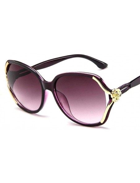 Oversized 2019 Flower Sunglasses Women Gradient Classic Vintage Ladies Oversized Sun Red - Red Wine - CT18Y2O8HZT $12.58